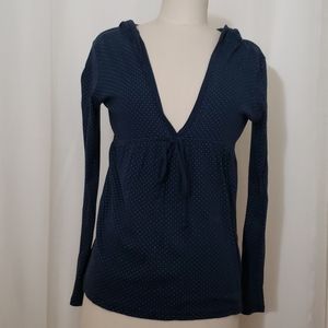 Old Navy Polka Dots Shirt Top with Hoodie, Blue, S